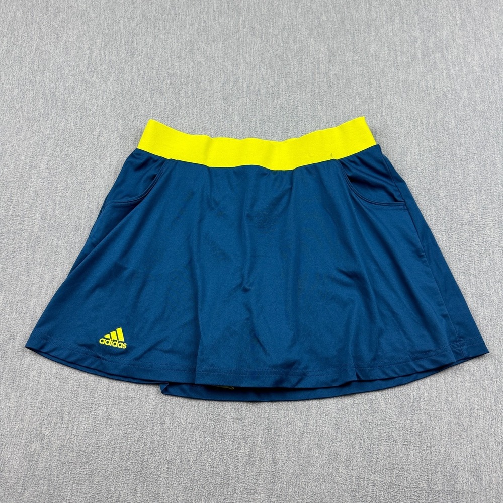 Adidas Skirt Skort Girls Youth XL Blue Green Club Tennis Climalite Steel Shock